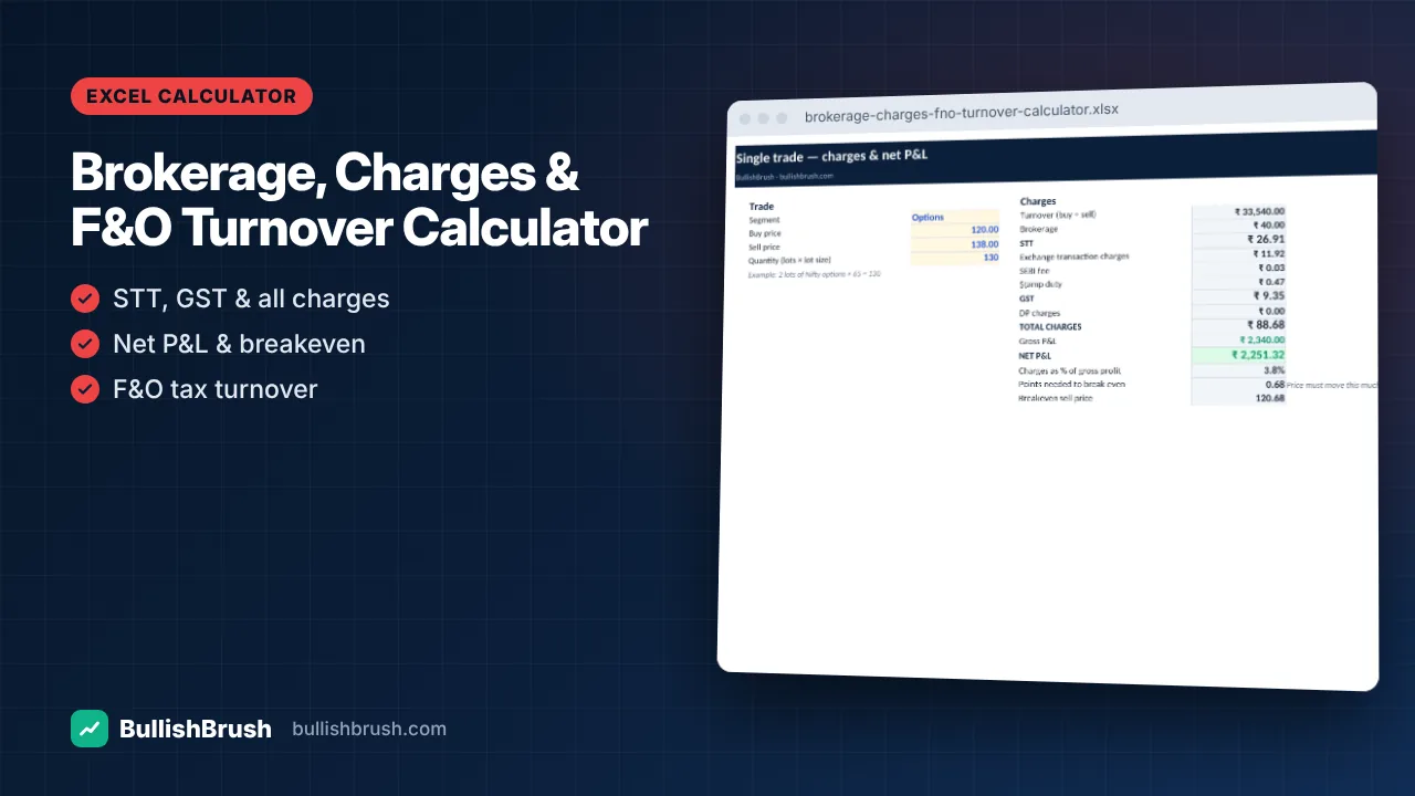 Brokerage, Charges & F&O Turnover Calculator (Excel)