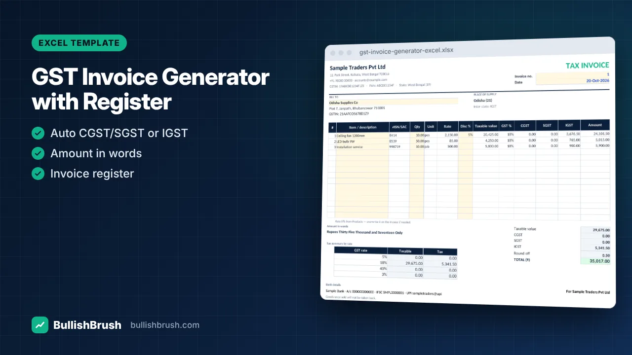 GST Invoice Generator with Register (Excel)