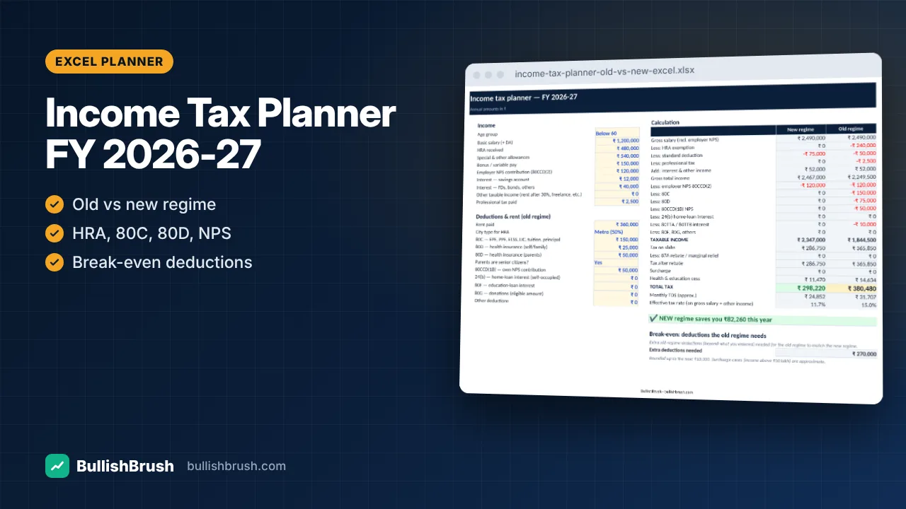 Income Tax Planner FY 2026-27 — Old vs New Regime (Excel)