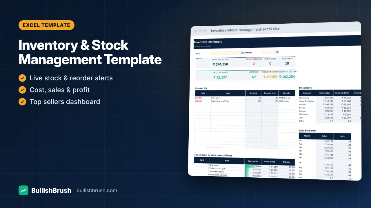 Inventory & Stock Management Template (Excel)